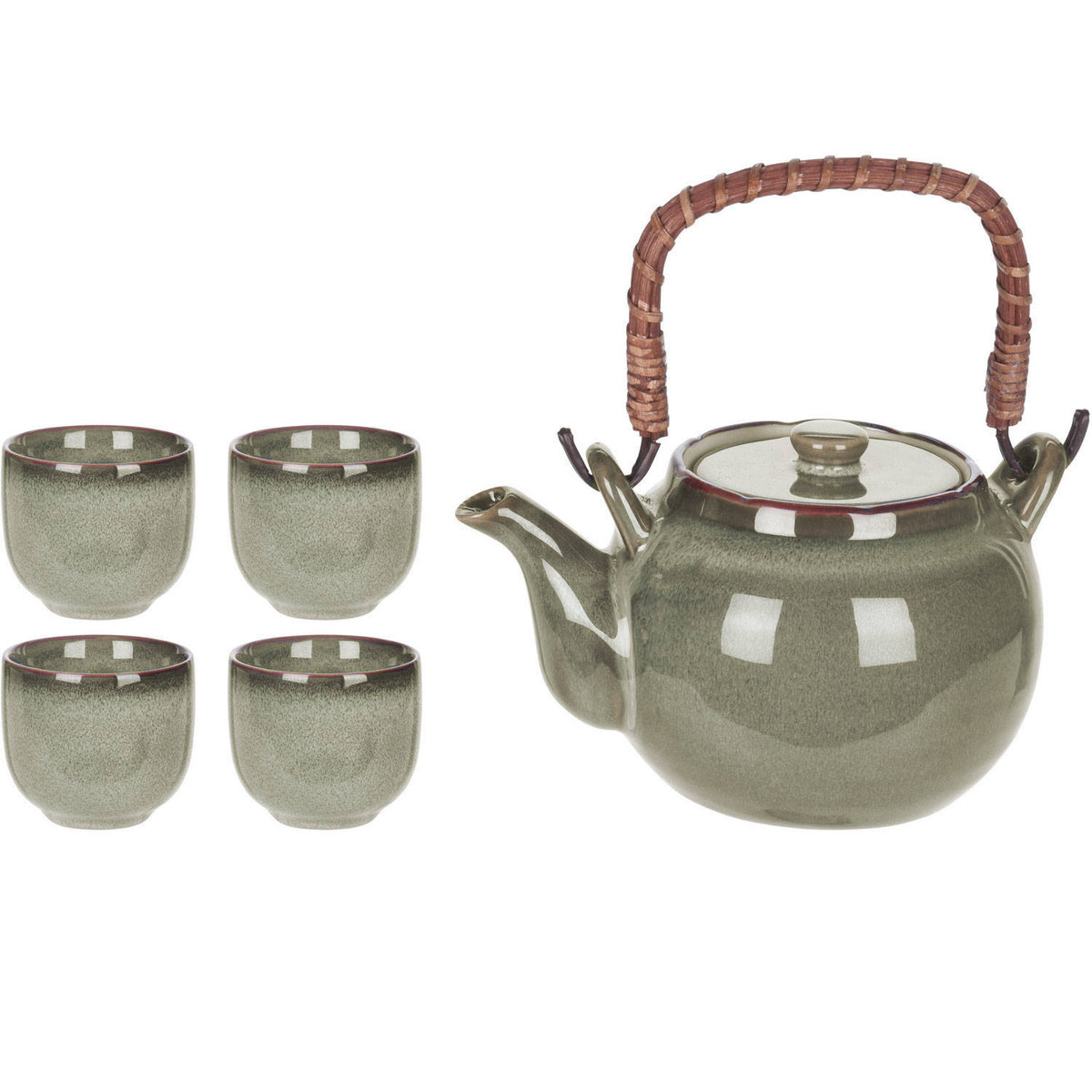 Excellent Houseware EH Dzbanek do herbaty 1000 ml ceramika 4 kubki w zestawie Q94000010