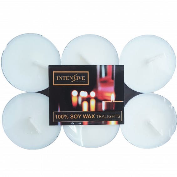 INTENSIVE COLLECTION 100% Soy Wax Tealights podgrzewacze sojowe bezzapachowe świeczki do masażu 6 szt ~ 5 h