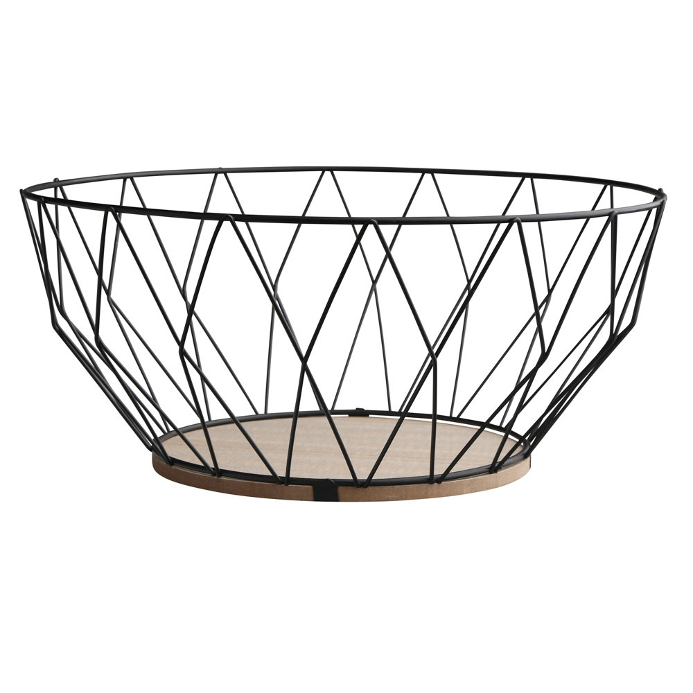 Altom KOSZYK OKRĄGŁY Z DREWNIANĄ PODSTAWKĄ 28X12 CM ROMBY