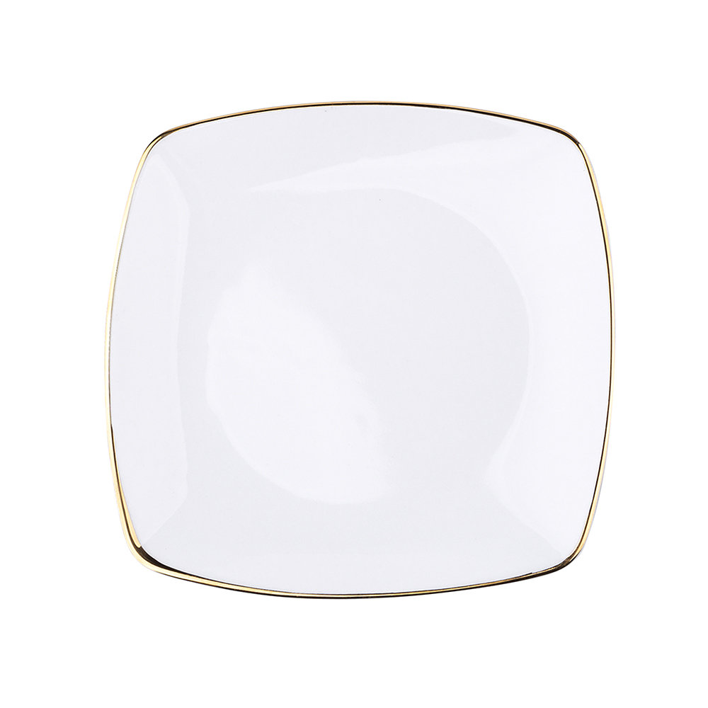MariaPaula Porcelana Talerz deserowy porcelana Moderna Gold 18 cm kwadratowy