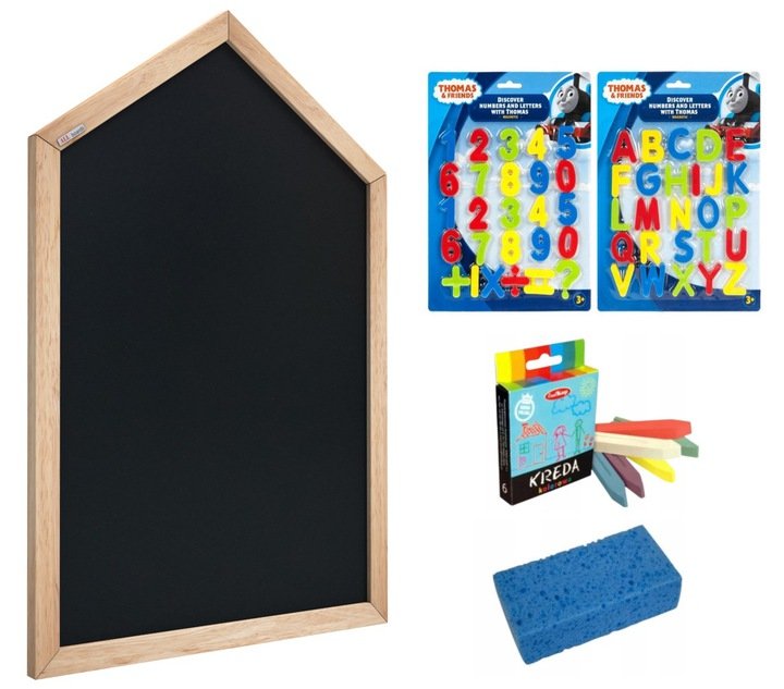 Allboards Tablica kredowa magnetyczna DOMEK 90x60 cm czarna w ramie drewnianej + gratisy HM96D+K6+G+LC-ZESTAW