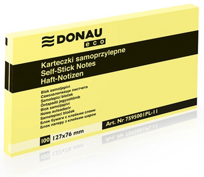 Donau Bloczek samoprzylepny Eco 127x76mm żółty 7595001PL-11