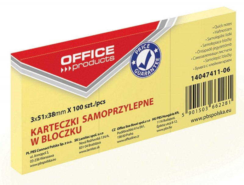Office products NOTES SAMOPRZ. 51X38 100K.J.ŻÓŁTY/3