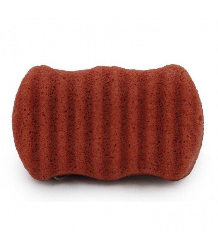 Gąbka Konjac do twarzy i ciała, Fala, z dodatkiem Francuskiej glinki czerwonej, aż 10 x 6 cm, Bebevisa