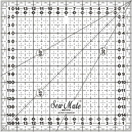 Donwei Linijka do patchworku i quiltingu 160x160mm M1616 BK