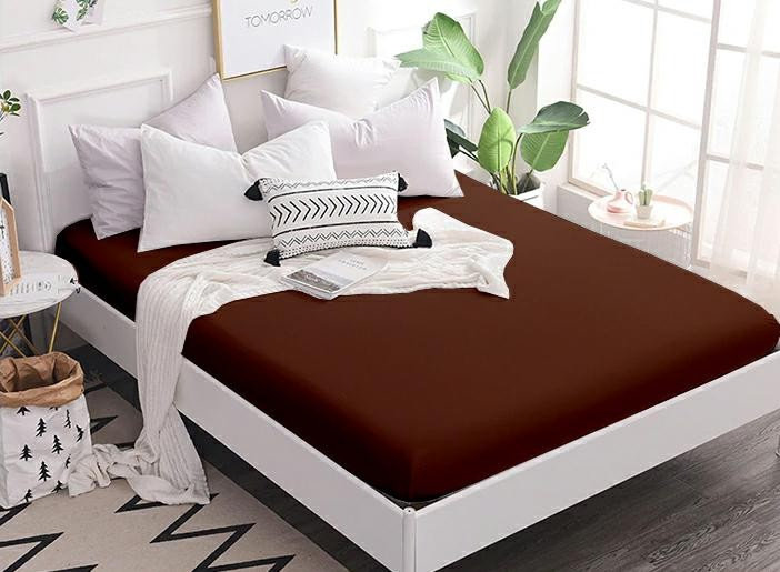 PRZEŚCIERADŁO JERSEY Z GUMKĄ 120x200 BRĄZOWY BAWEŁNA 120/200