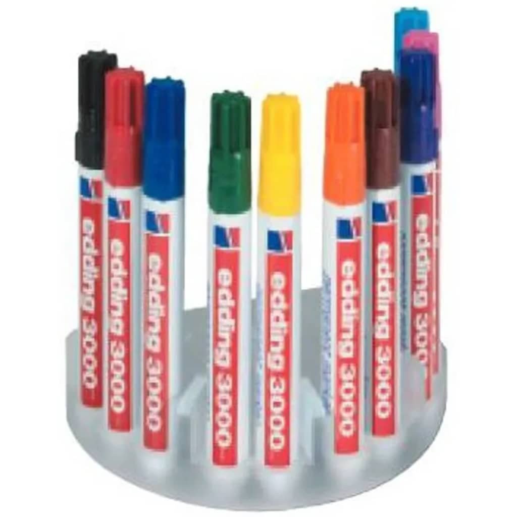 Edding Marker permanentny ółty Pomarańczowy Czerwony Różowy Liliowy Jasnoniebieski Niebieski Zielony Brązowy Czarny Kształt okrągły 1.5 3 mm 10 szt