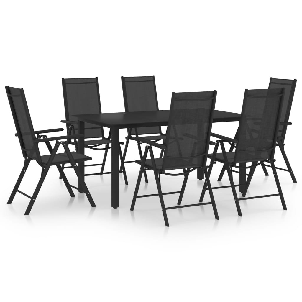 vidaXL 7-częściowy zestaw mebli ogrodowych, aluminium, czarny 3070635