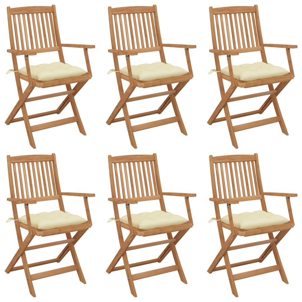 vidaXL Lumarko Składane krzesła ogrodowe 6 szt., z poduszkami, drewno akacjowe! 3074957