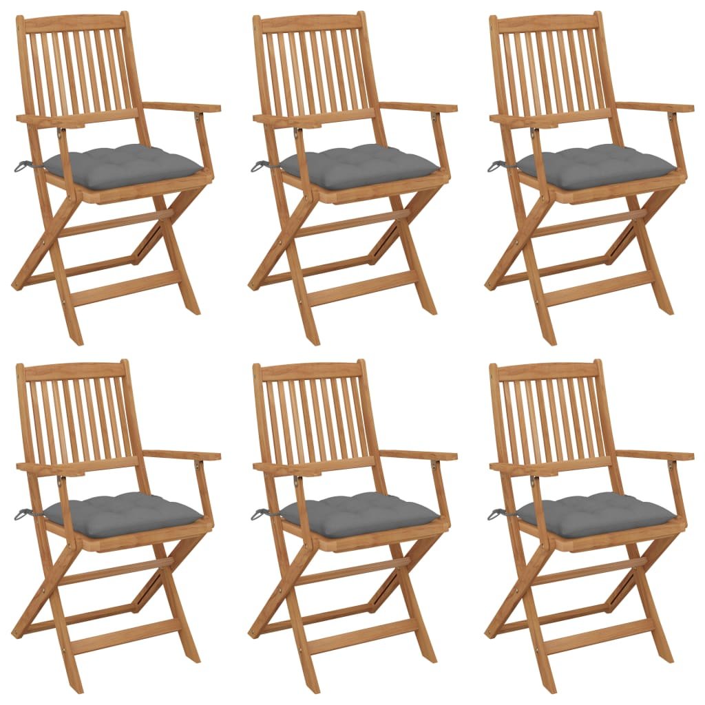 vidaXL Lumarko Składane krzesła ogrodowe 6 szt., z poduszkami, drewno akacjowe! 3074956