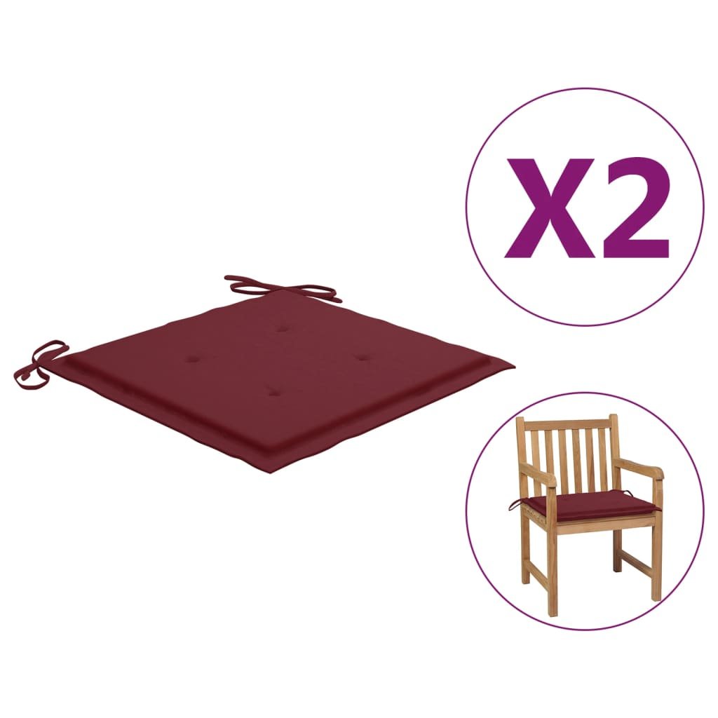 vidaXL Poduszki na krzesła ogrodowe 2 szt winna czerwień 50x50x4 cm 314056