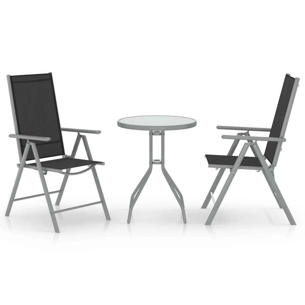 shumee 3 cz zestaw mebli bistro aluminium i textilene srebrny