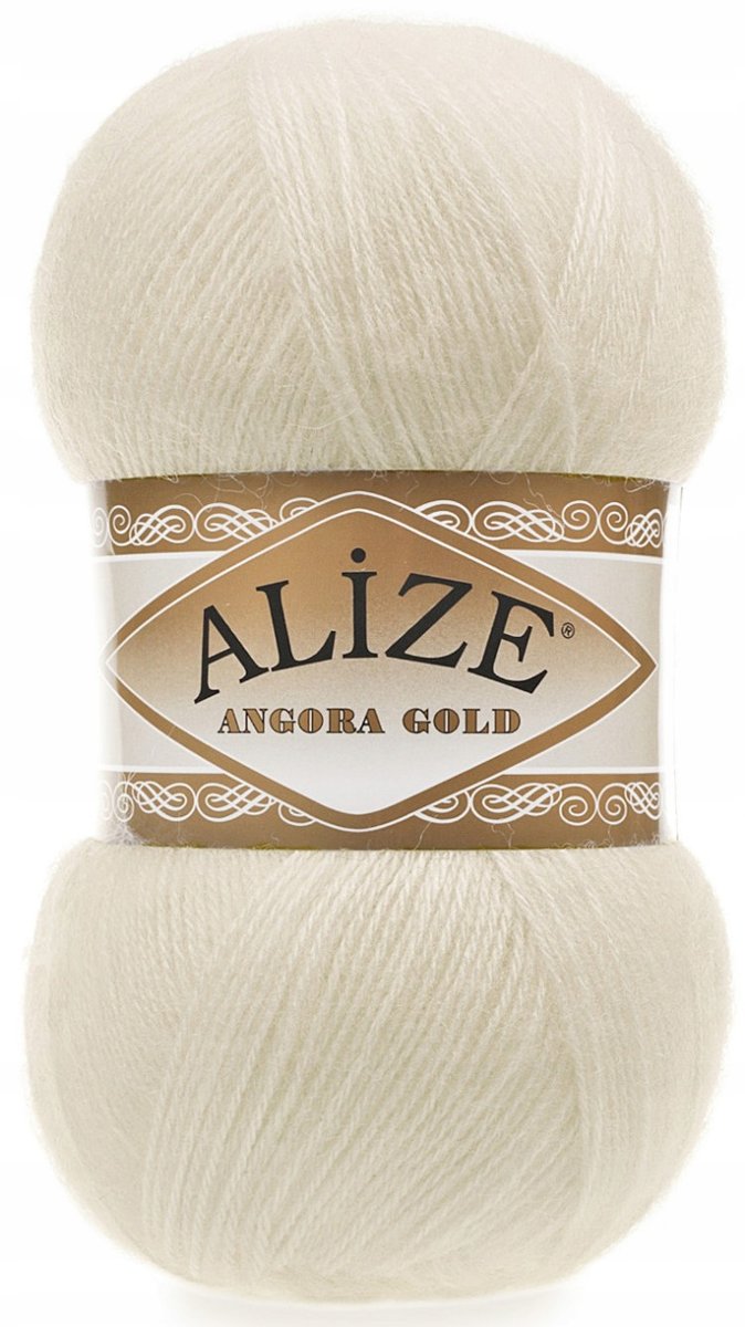 Alize, włóczka Angora Gold 01, kremowy