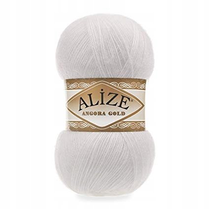Alize, włóczka Angora Gold 55, biały