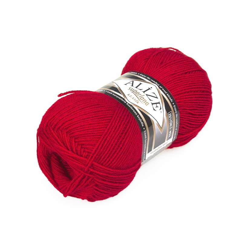 Alize, włóczka Superlana Klasik 56, czerwony