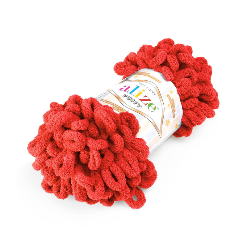 Alize, włóczka dziecięca Puffy 56, czerwony