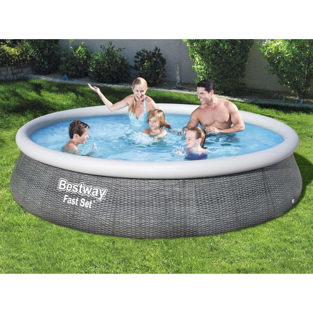 vidaXL Bestway Nadmuchiwany basen ogrodowy Fast Set, zestaw z pompą, 396x84cm