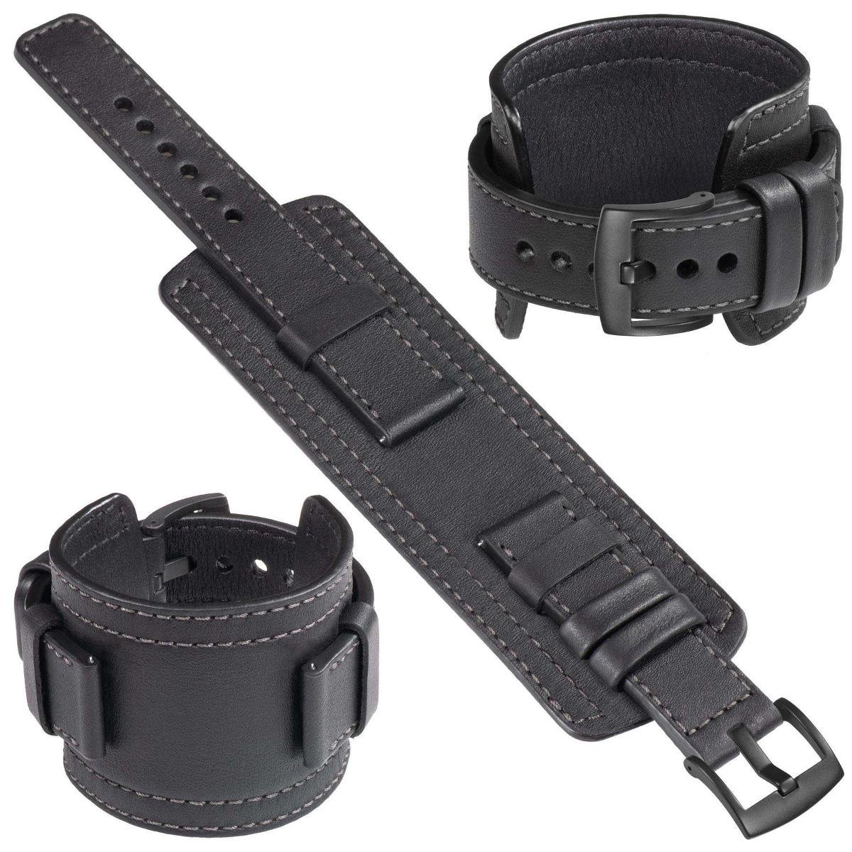 moVear Męski szeroki skórzany pasek 22mm do smartwatcha Czarny Cw1 rozmiar M/L Standard 2096-uniw