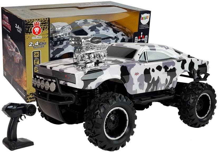 LEANToys Auto Terenowe Zdalnie Sterowane 2.4G  4x4 Biało-Czarne Moro