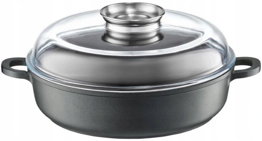 Brytfanna / patelnia głęboka Magnat z pokrywą z Aroma Knob System 28 cm AMBITION