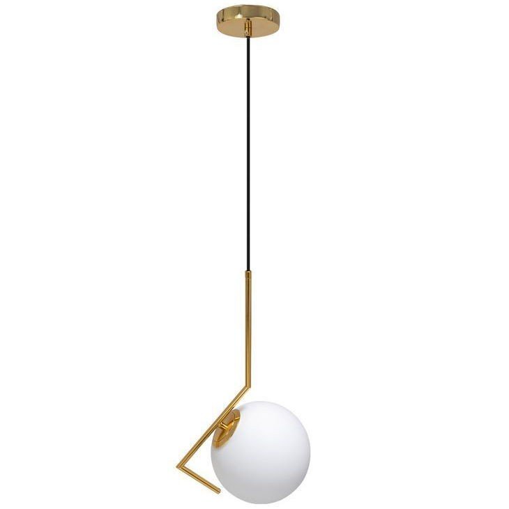 Mdeco Wisząca lampa modernistyczna TLIGHT429-1CP szklana kula ball złota biała