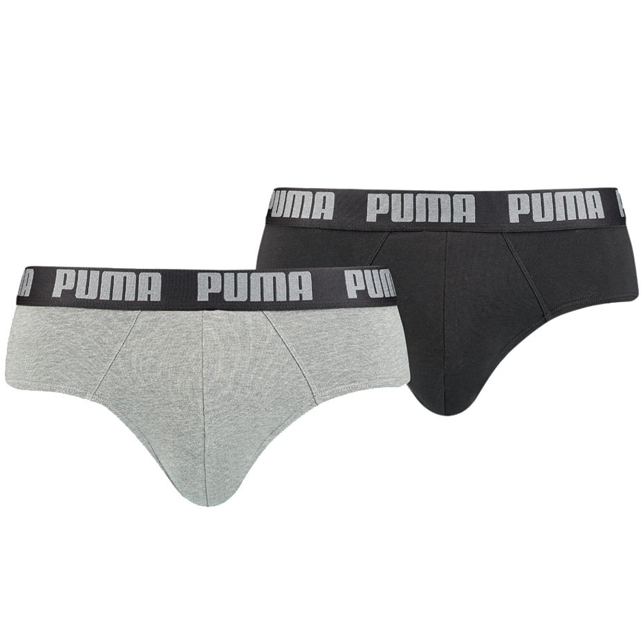 Puma, Bielizna męska, Basic Brief 2P szara, czarna 889100 19, rozmiar XL