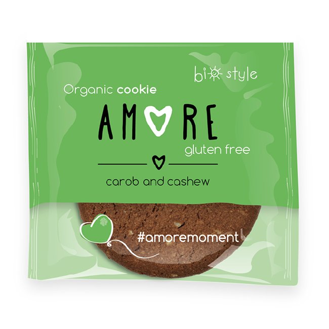 Amore ciastko bezglutenowe z karobem i orzechami nerkowca 38g BIO