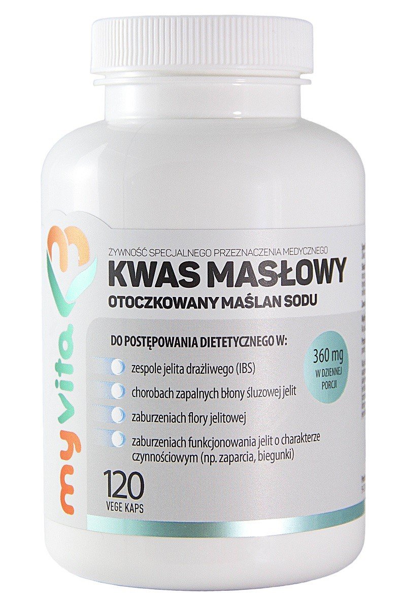 MyVita Kwas masłowy otoczkowany maślan sodu 360 mg 120 kapsułek vege 5903021592149