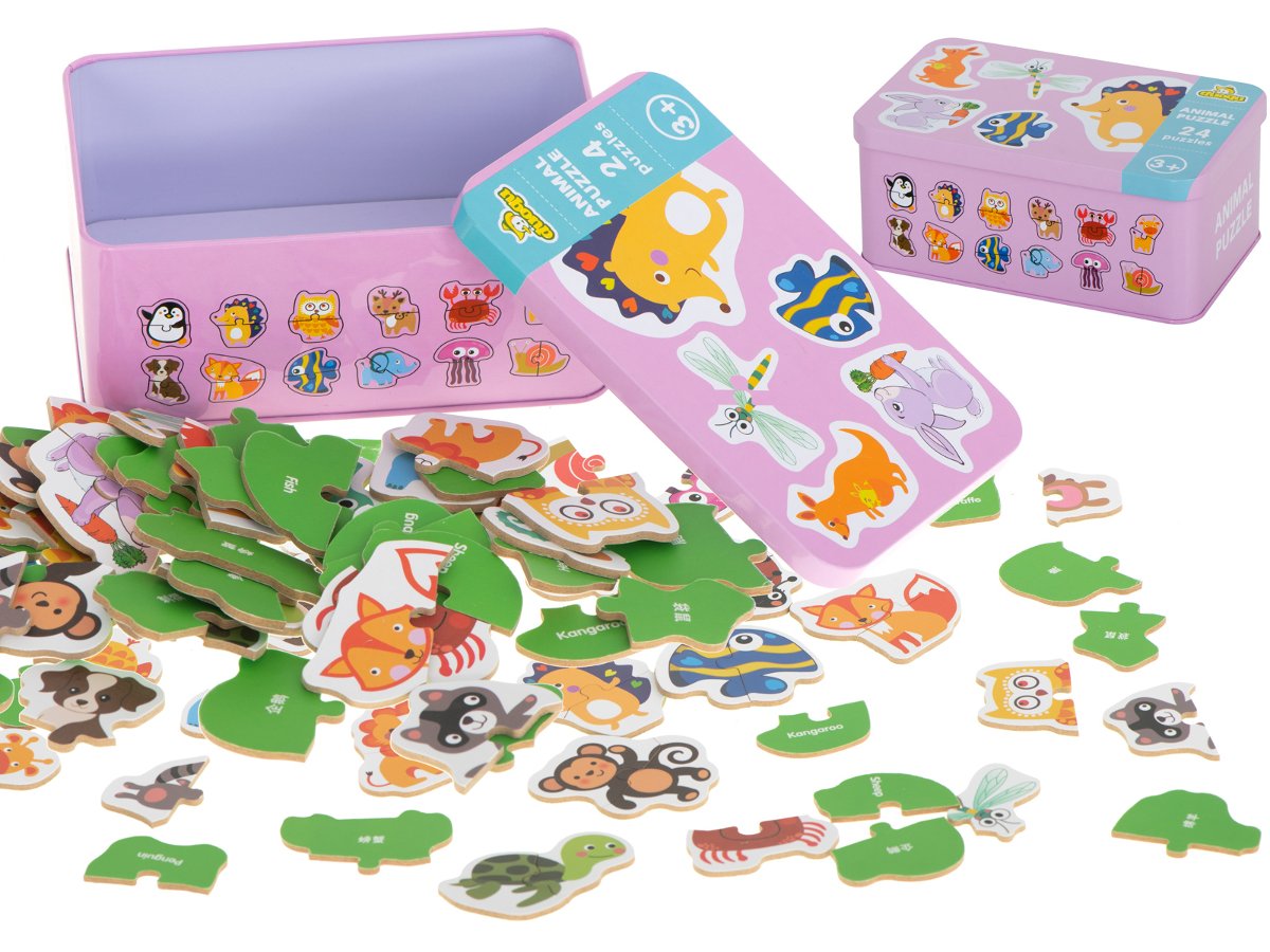 Układanka puzzle w puszce zwierzątka 24 puzzle KX6020