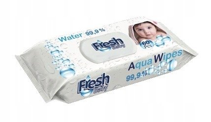 Lider Aqua Wipes chusteczki nawilżane wodne 99,9% Fresh Baby 60 sztuk