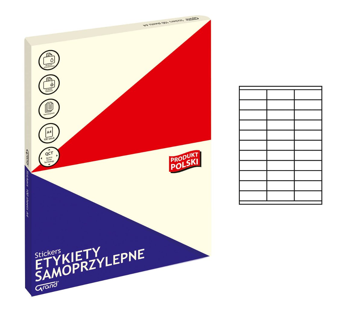 Papier Etykieta Samoprzylepna A4 70X25,4 33 100a