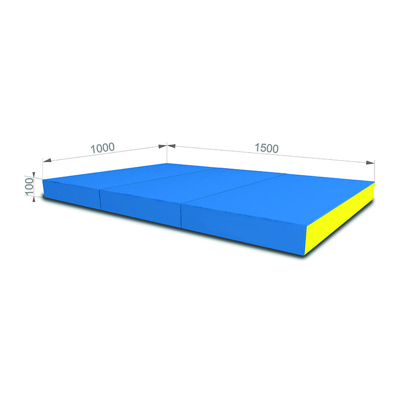 Małpiszon, Materac do ćwiczeń 150x100x10 3-częściowy niebiesko-żółty
