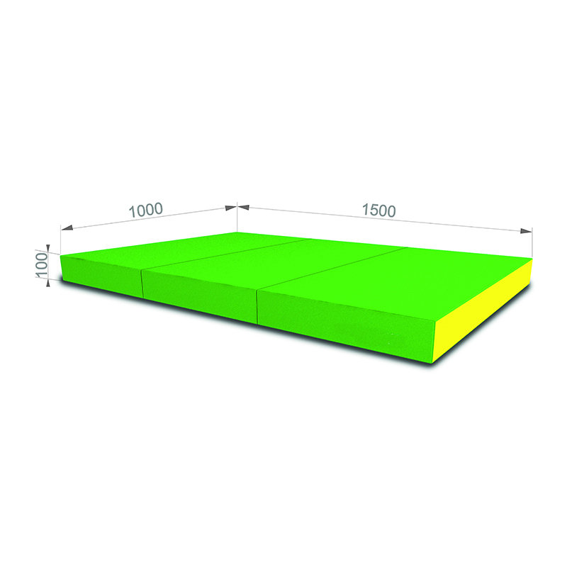 Materac do ćwiczeń 150x100x10 3-częściowy zielono-żółty