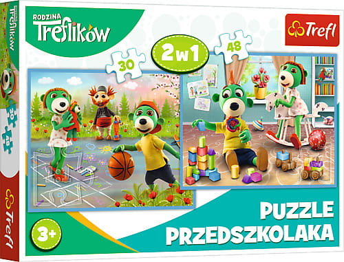 Trefl Puzzle 2w1 90987 Rodzina Treflikow pudełko