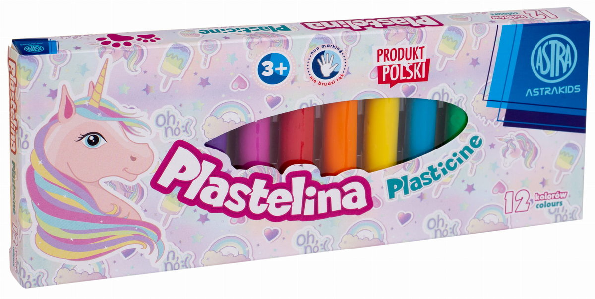 ASTRA papiernicze Plastelina Jednorożec 12 kolorów papiernicze