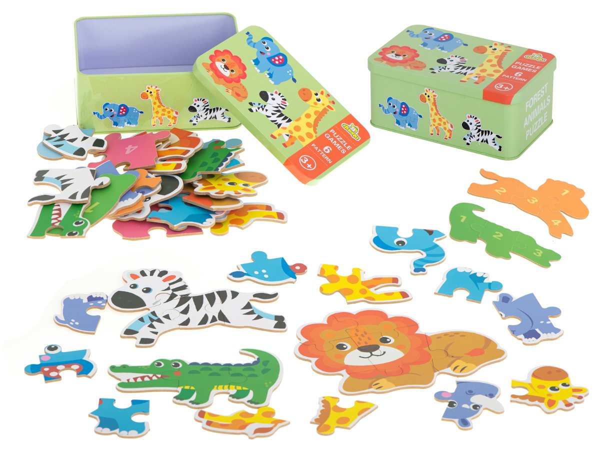 Układanka puzzle w puszce zwierzątka safari 25 puzzli KX6015