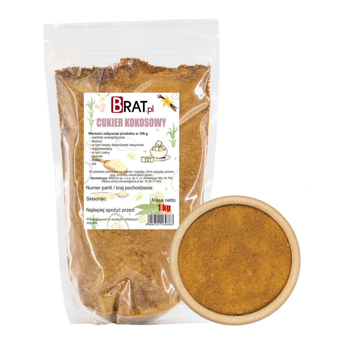 BRAT, CUKIER KOKOSOWY, 1 kg