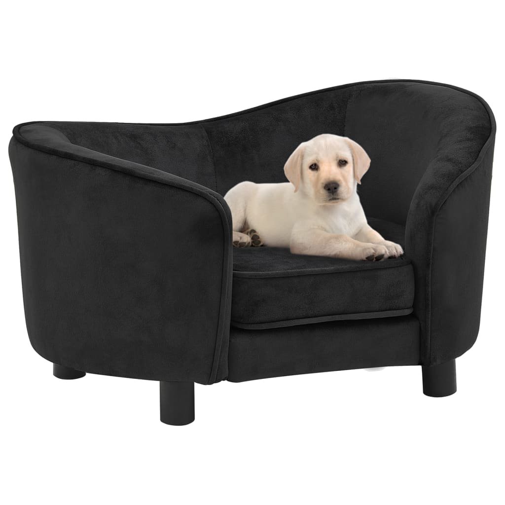 Sofa dla psa, czarna, 69x49x40 cm, pluszowa