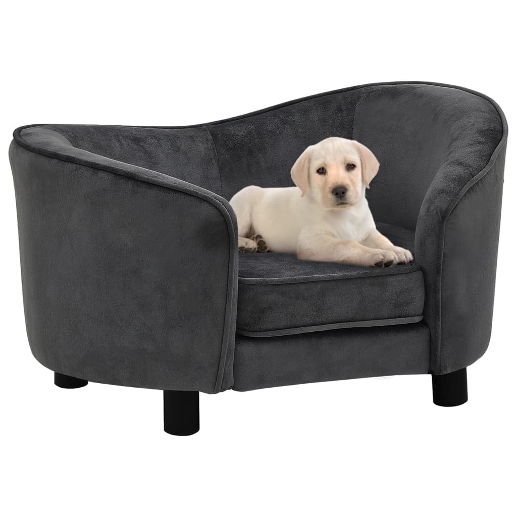 Sofa dla psa, ciemnoszara, 69x49x40 cm, pluszowa