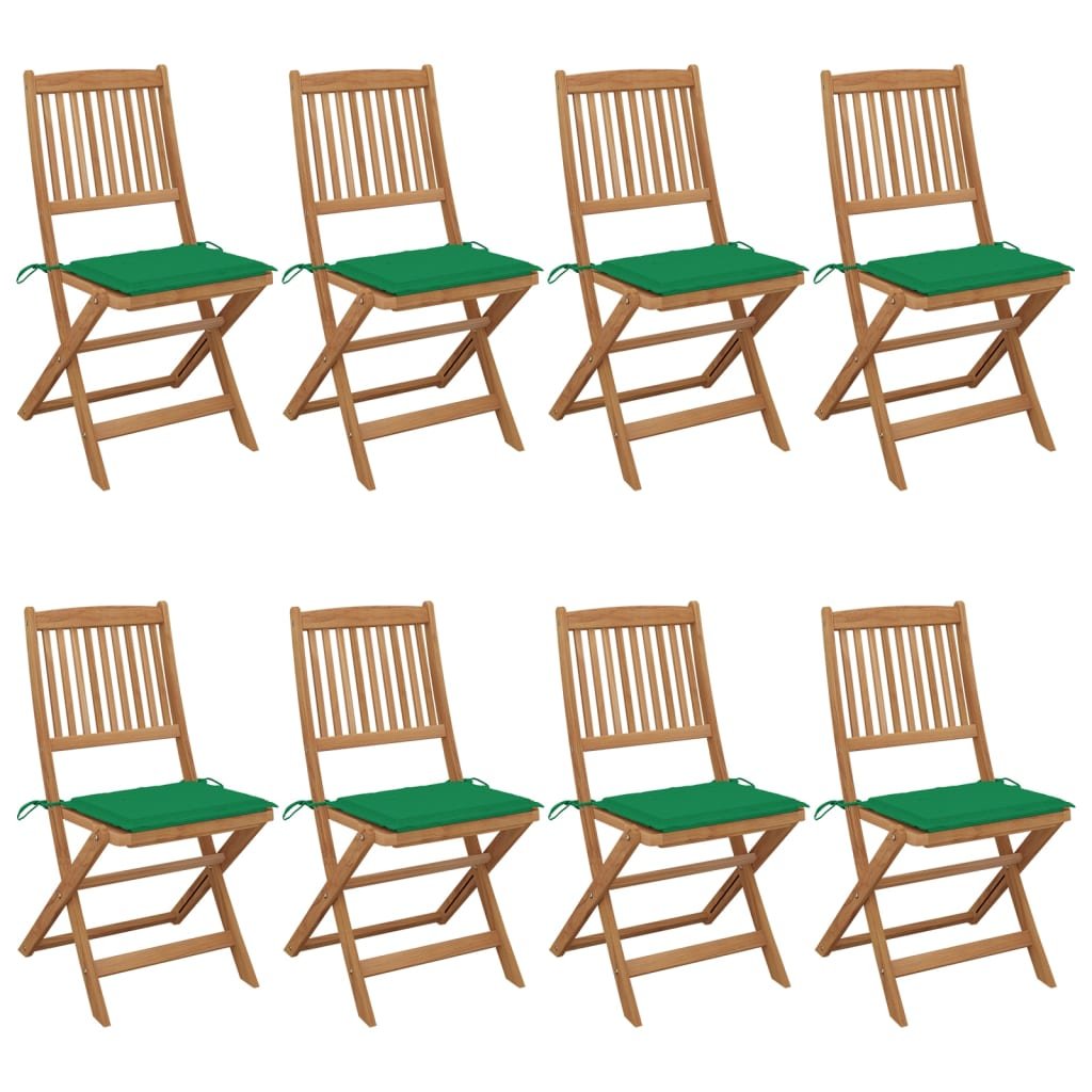 vidaXL Składane krzesła ogrodowe z poduszkami 8 szt. drewno akacjowe 3075026