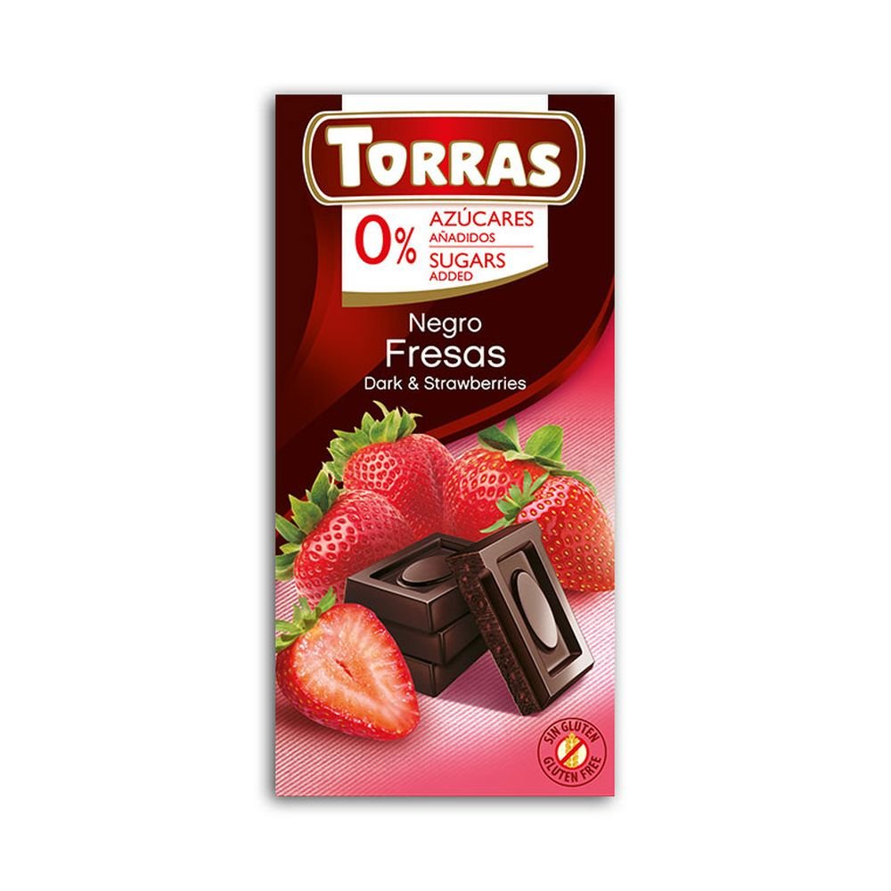 Torras Czekolada gorzka z truskawkami 75g -