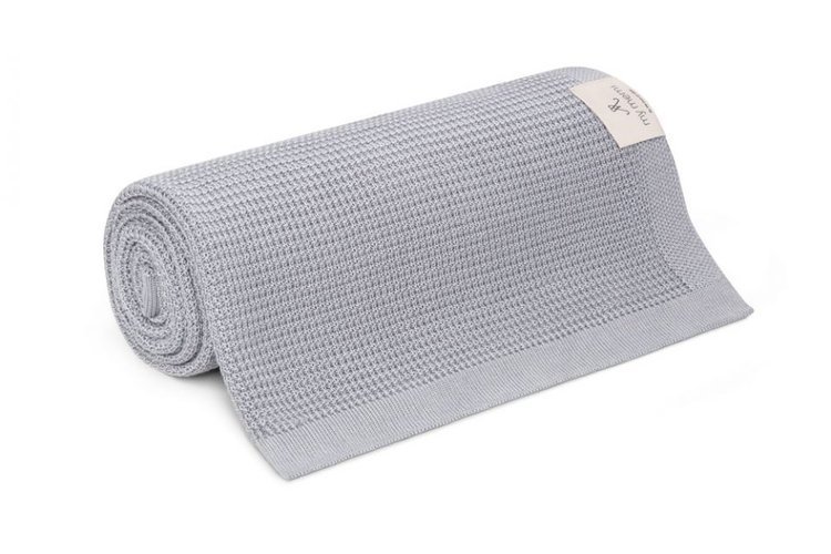 MEMI Lekki eukaliptusowy kocyk 80x100 silver - eco collection memi-253