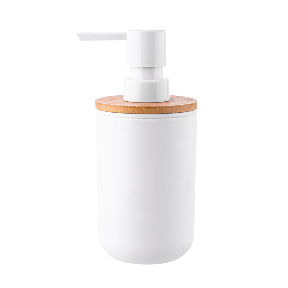 Lumarko Dozownik Do Mydła Plastikowy Z Bambusem 7x7x16 Cm (łazienka)