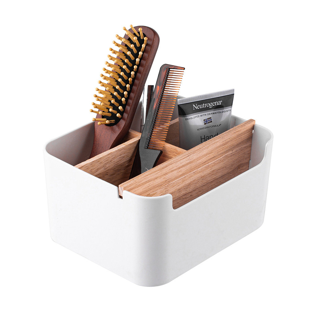 Lumarko Pojemnik Z 5 Przegródkami Plastik + Bambus 18x14,5x9,5 Cm (łazienka)