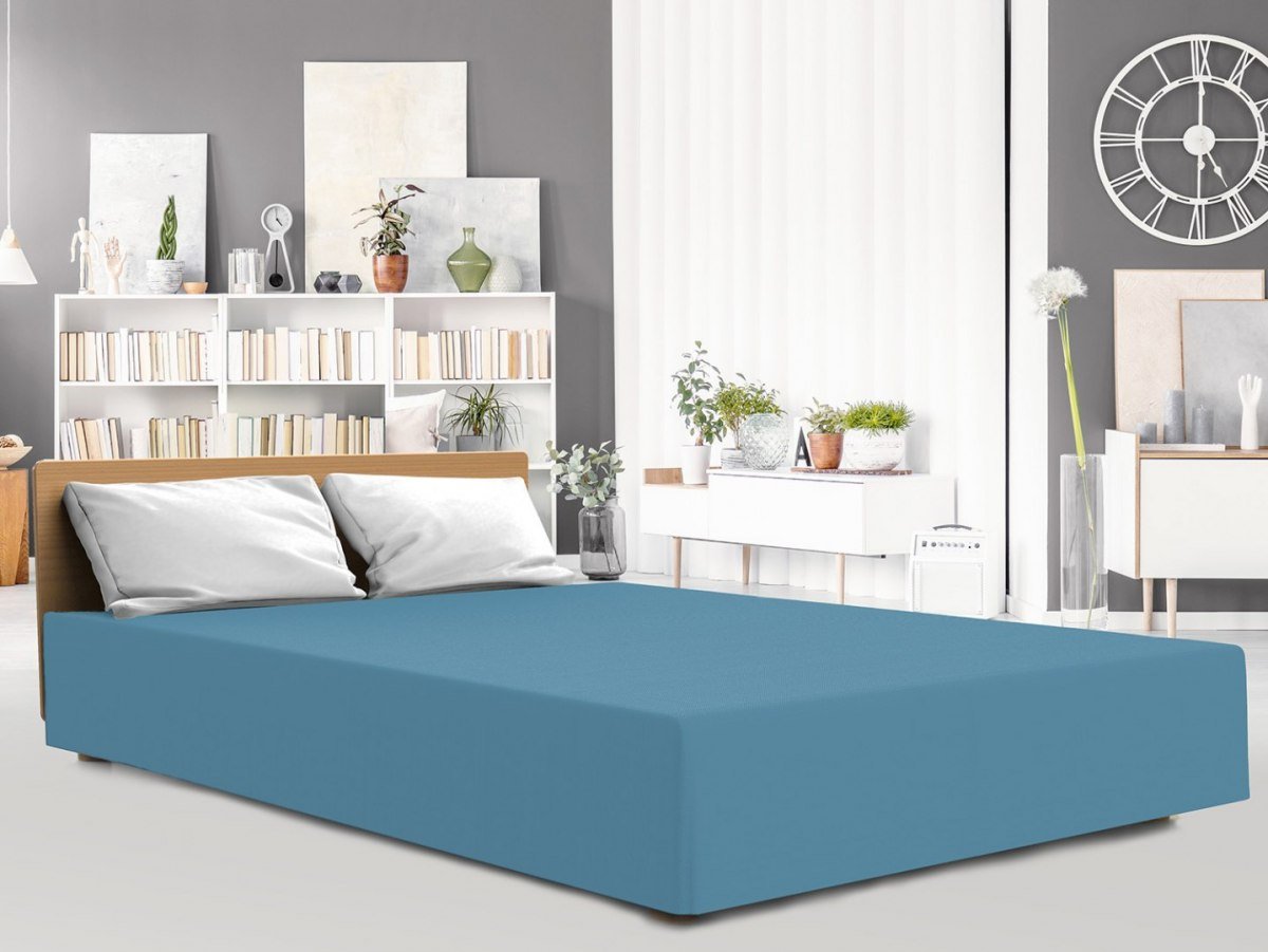 Darymex Prześcieradło jersey elastan z gumką BLUE/NIEBIESKI/160x200x30 PJE160/BLUE