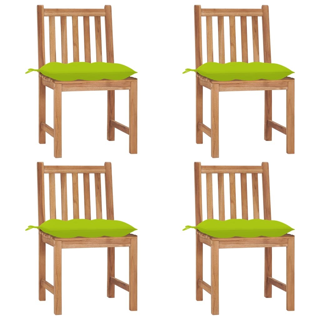 vidaXL Krzesła ogrodowe, 4 szt., z poduszkami, lite drewno tekowe! 3073114