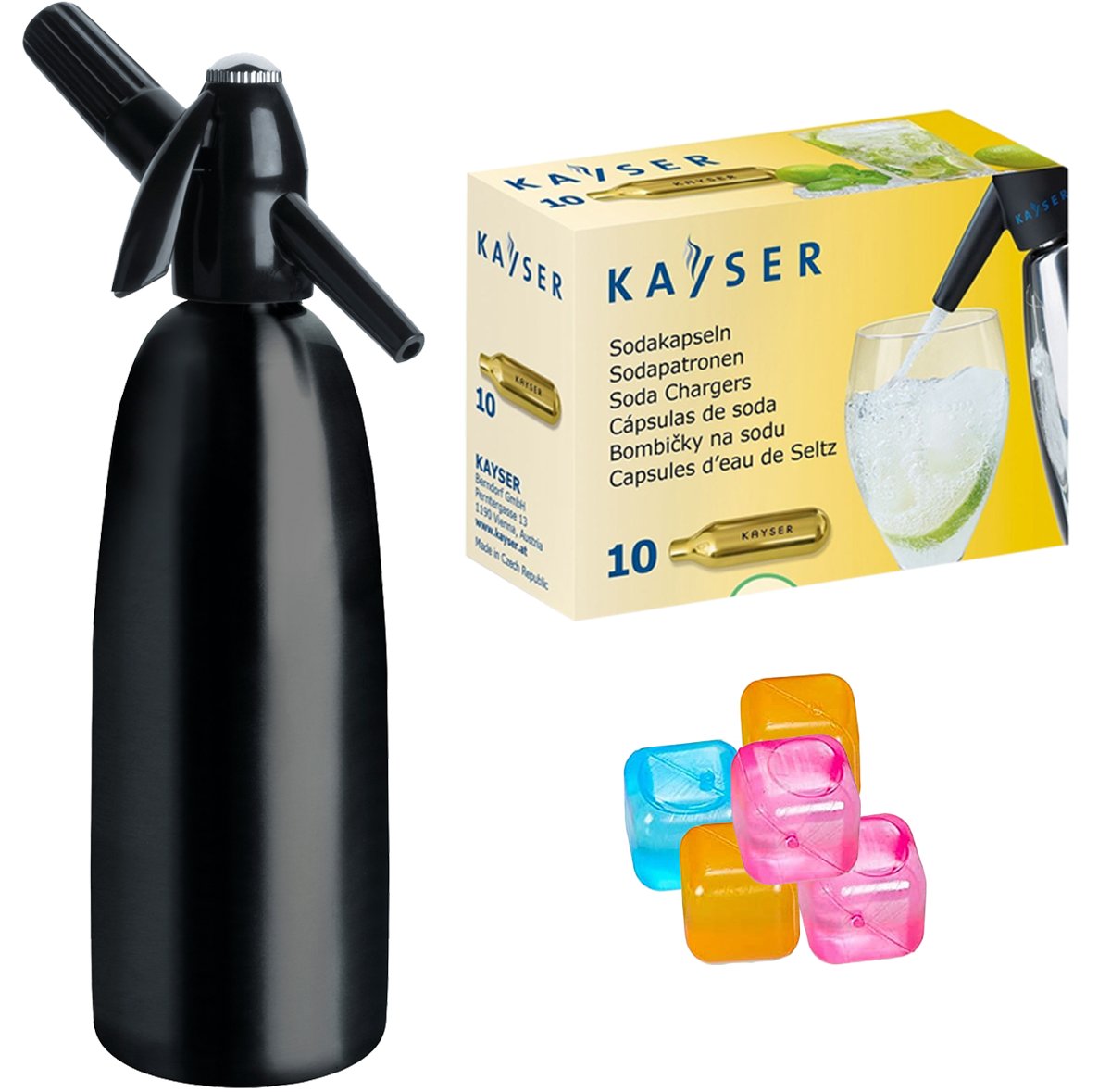 Saturator syfon do wody ART Quick Soda 1 l czarny + 10 naboi + 5 kostek lodu