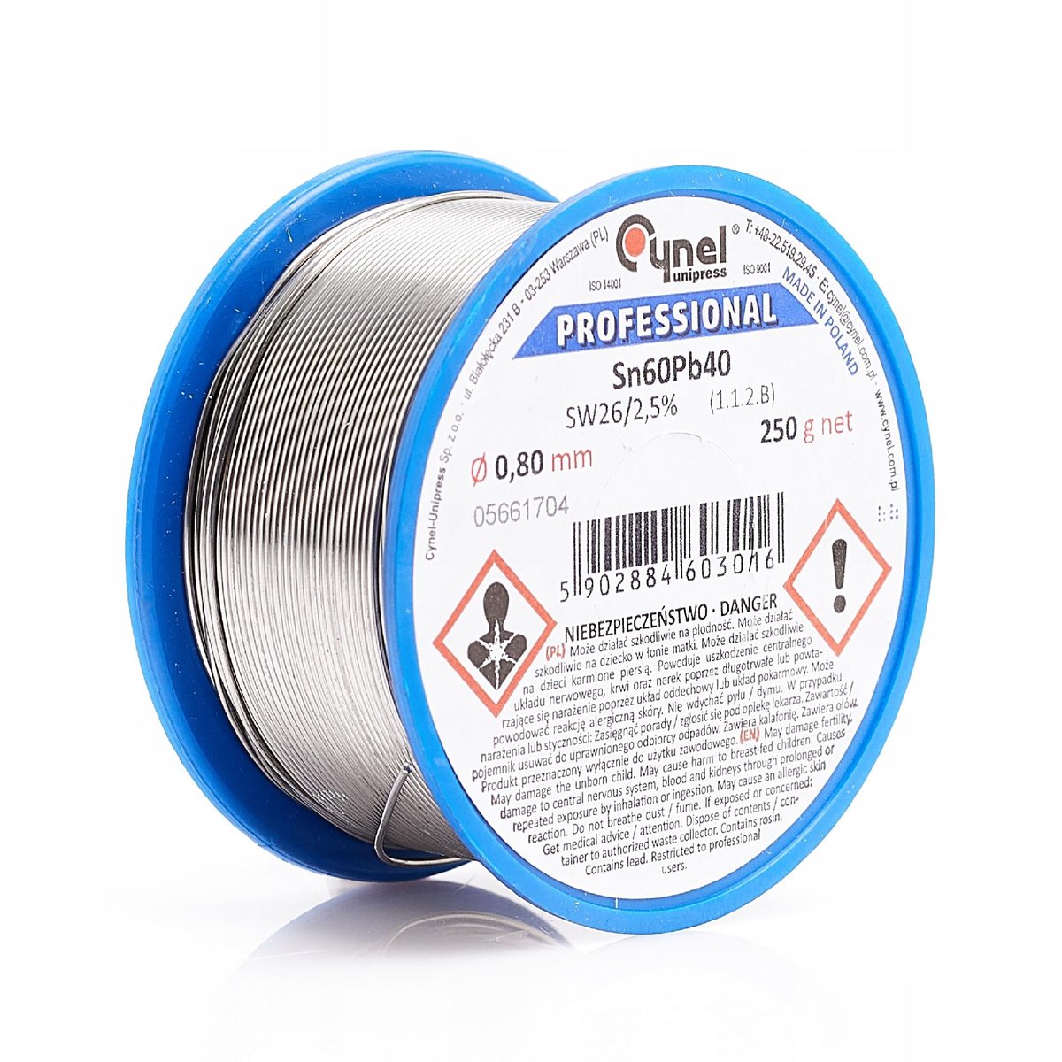 CYNA Z TOPNIKIEM 0,80mm 250g Cynel Spoiwo Sn60Pb40