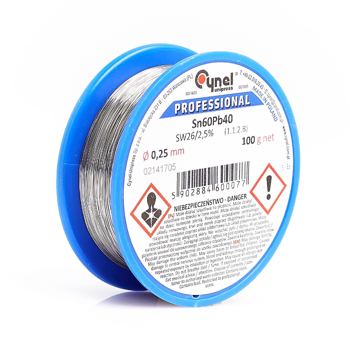 CYNA Z TOPNIKIEM 0,25mm 100g Cynel Spoiwo Sn60Pb40