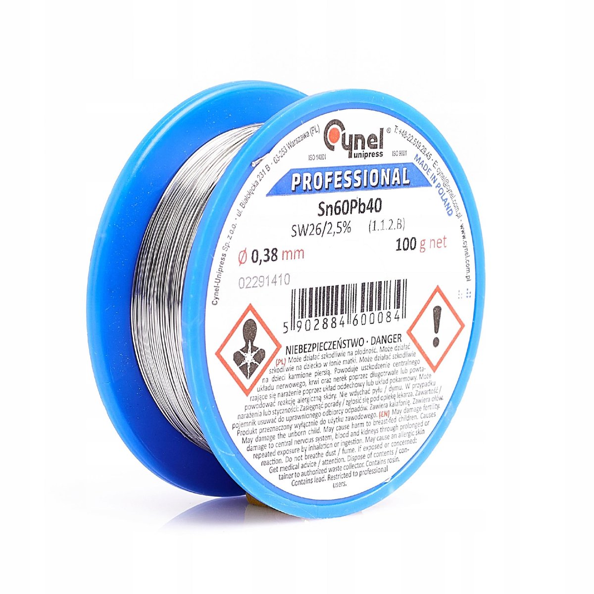 CYNA Z TOPNIKIEM 0,38mm 100g Cynel Spoiwo Sn60Pb40